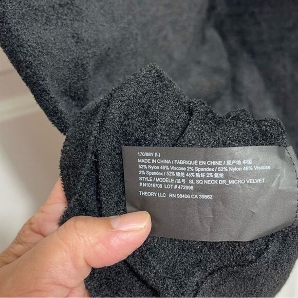 New Theory Micro Velvet Sleeveless Mini Dress in Black Size L - Picture 10 of 13